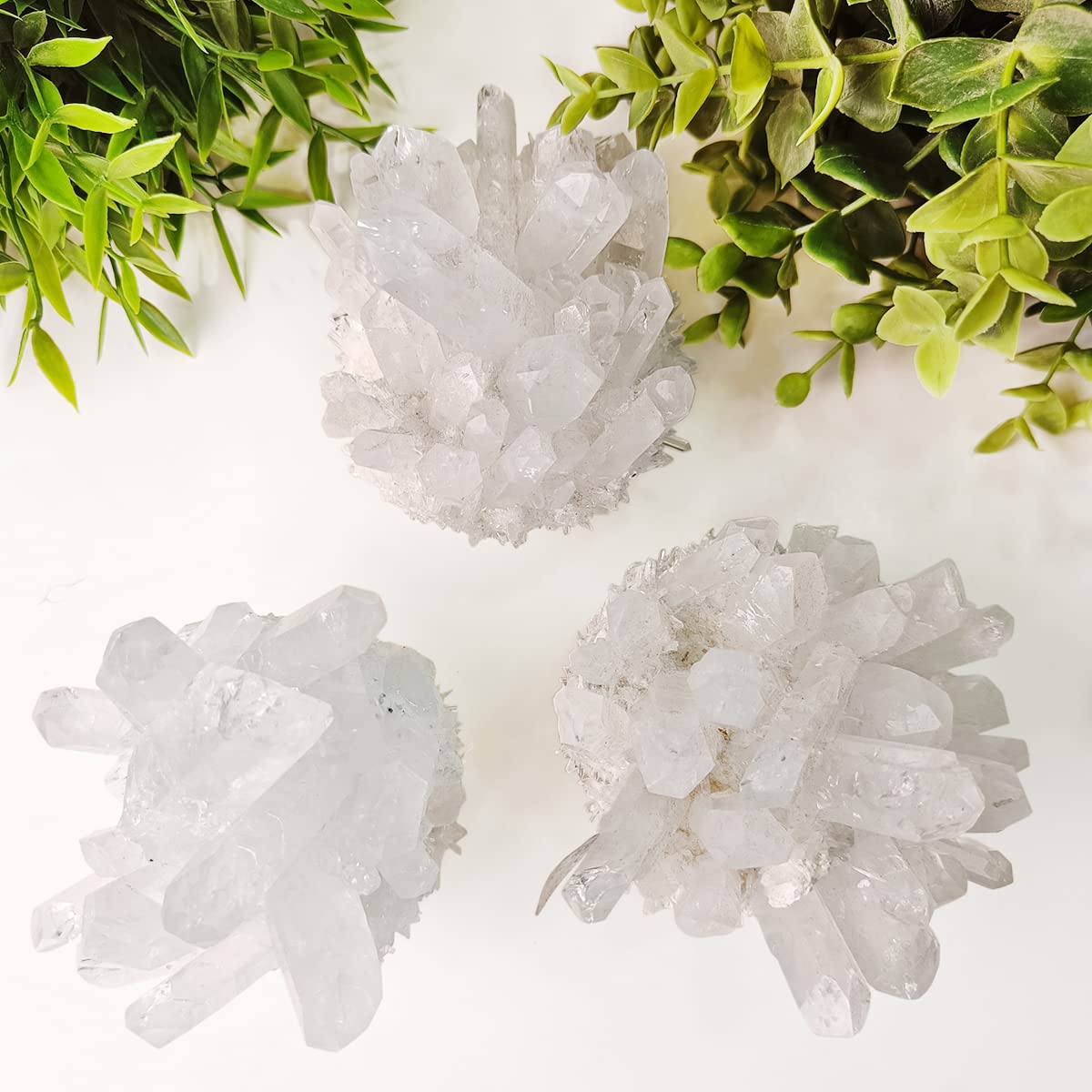 Clúster de Puntas de Cristal de Cuarzo Transparente Natural para, racimo de Puntas de Cuarzo Transparente 500-600 - decoración hogareña