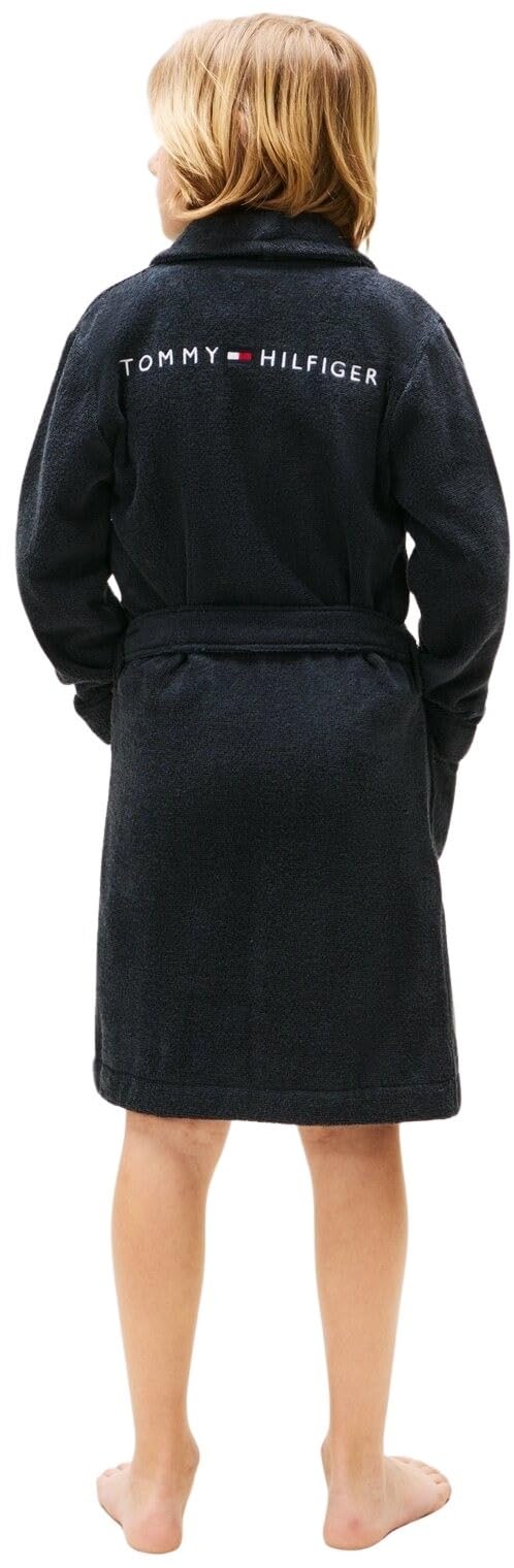 Tommy Hilfiger Kinder Unisex Bademantel Towelling Bathrobe mit Taillengürtel