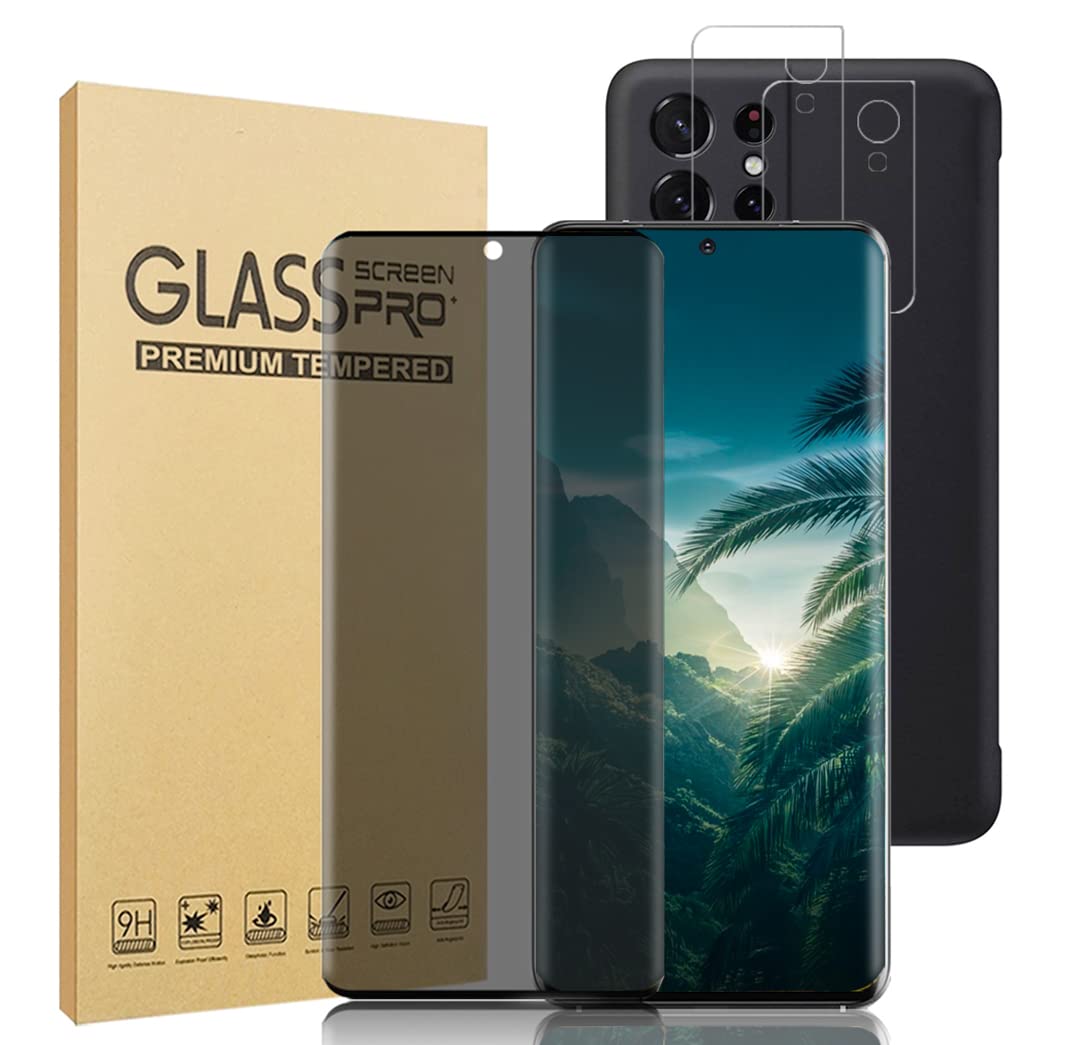 1+2 Pack Galaxy S21 Ultra Screen Protectors, Include Pack Camera Lens  Protector,9H High-Grade Anti-Drop Tempered Glass, Anti-Peep, 3D Touch  Accuracy