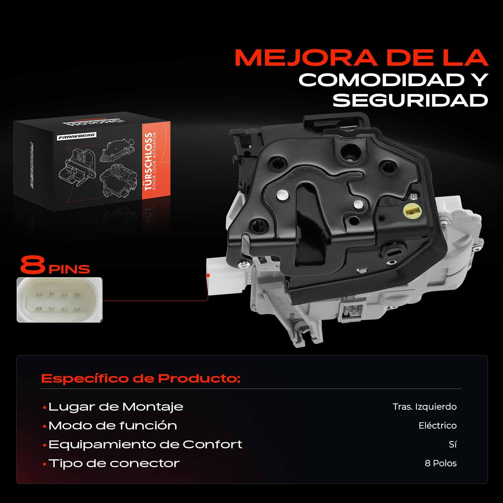 Frankberg Cerradura de puerta trasera izquierda compatible con A4 Avant 8K5 Q5 8RB Q3 8UB 8UG A4 8K2 Q7 4LB Replace# V10-85-0029