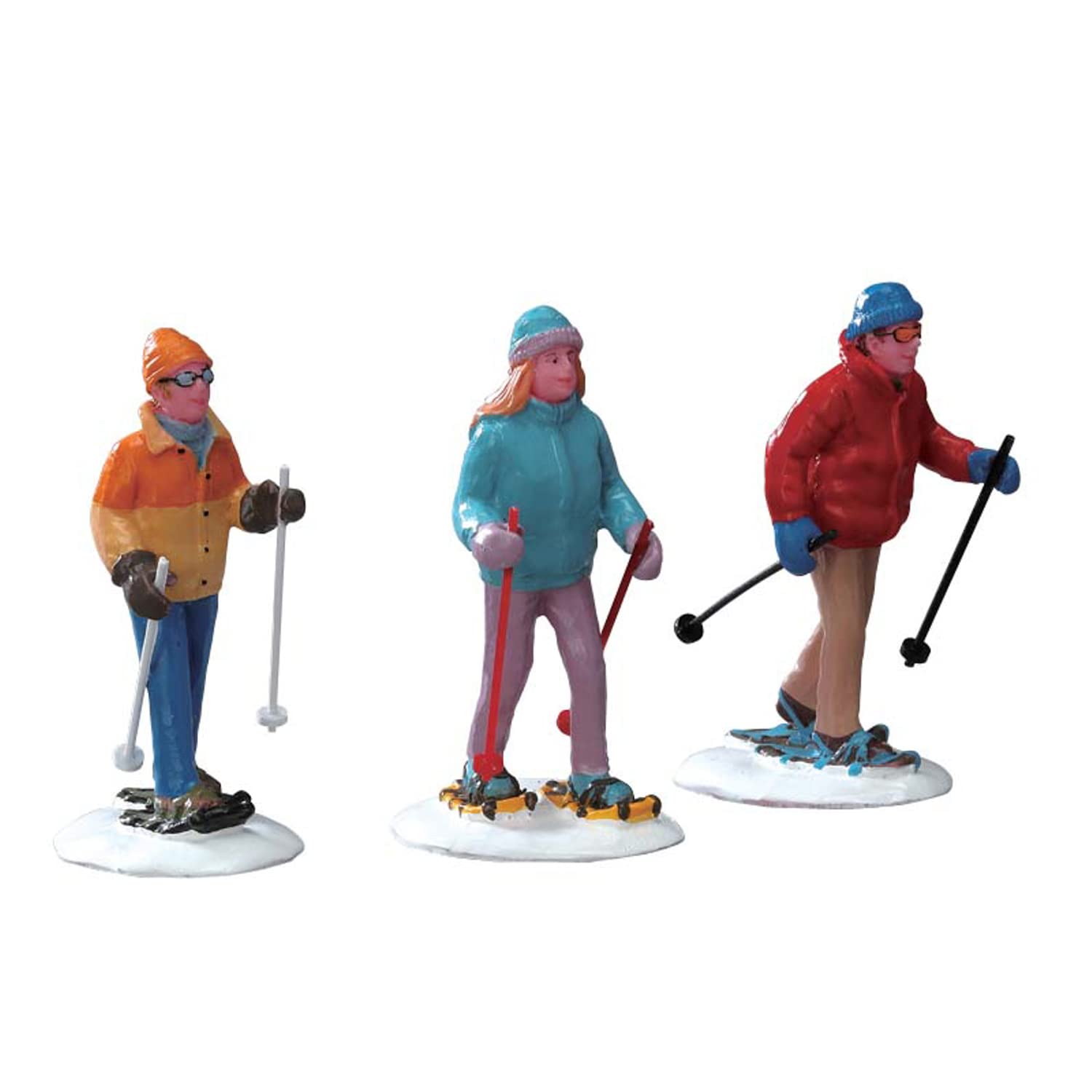 Village Lemax 3 randonneurs skieurs figurines décoratives de Noël