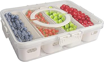 Fresh Food Storage Containers with Lids Airtight,Fridge Food Storage Containers Food Fresh Box with 4 Pack Removable Colander for Fruit Salad Vegetables BPA Free Clear Sealed Keeper