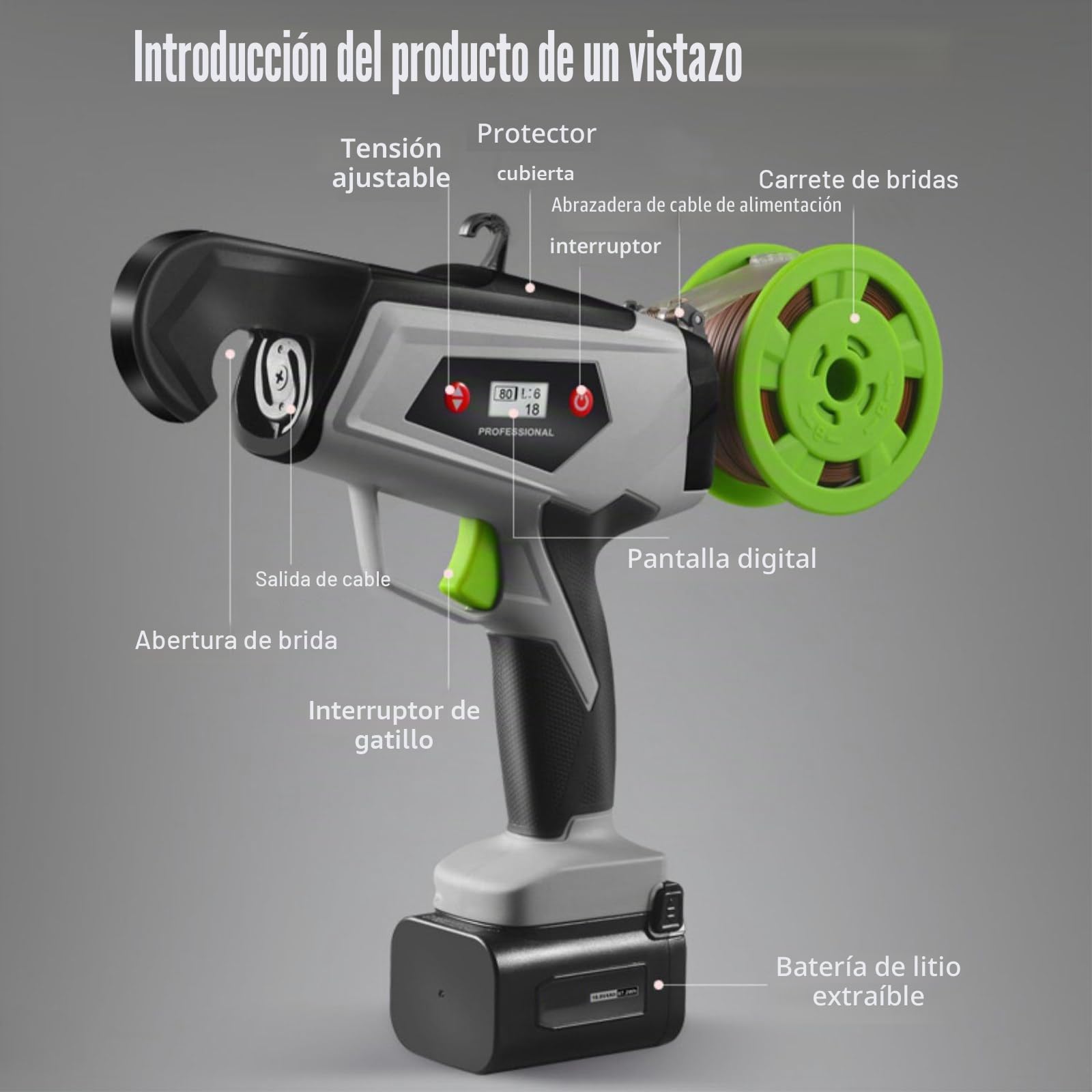 SHAHRYAR Atadora De Plantas Portátil, Eléctrica, Diámetro Máximo De Flejado: 25 Mm, Ajuste De Anilla De 6 Velocidades, para Jardinería, Agricultura Y Viñas.