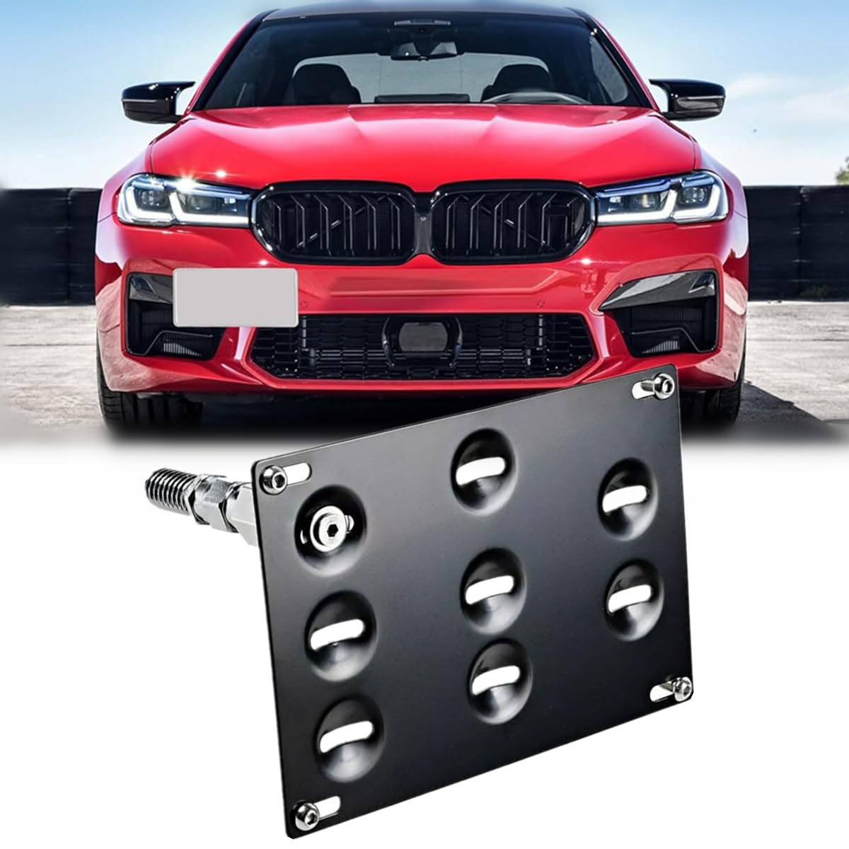 Amazon.com: No Drill Front Tow Hook License Plate Holder Relocator ...
