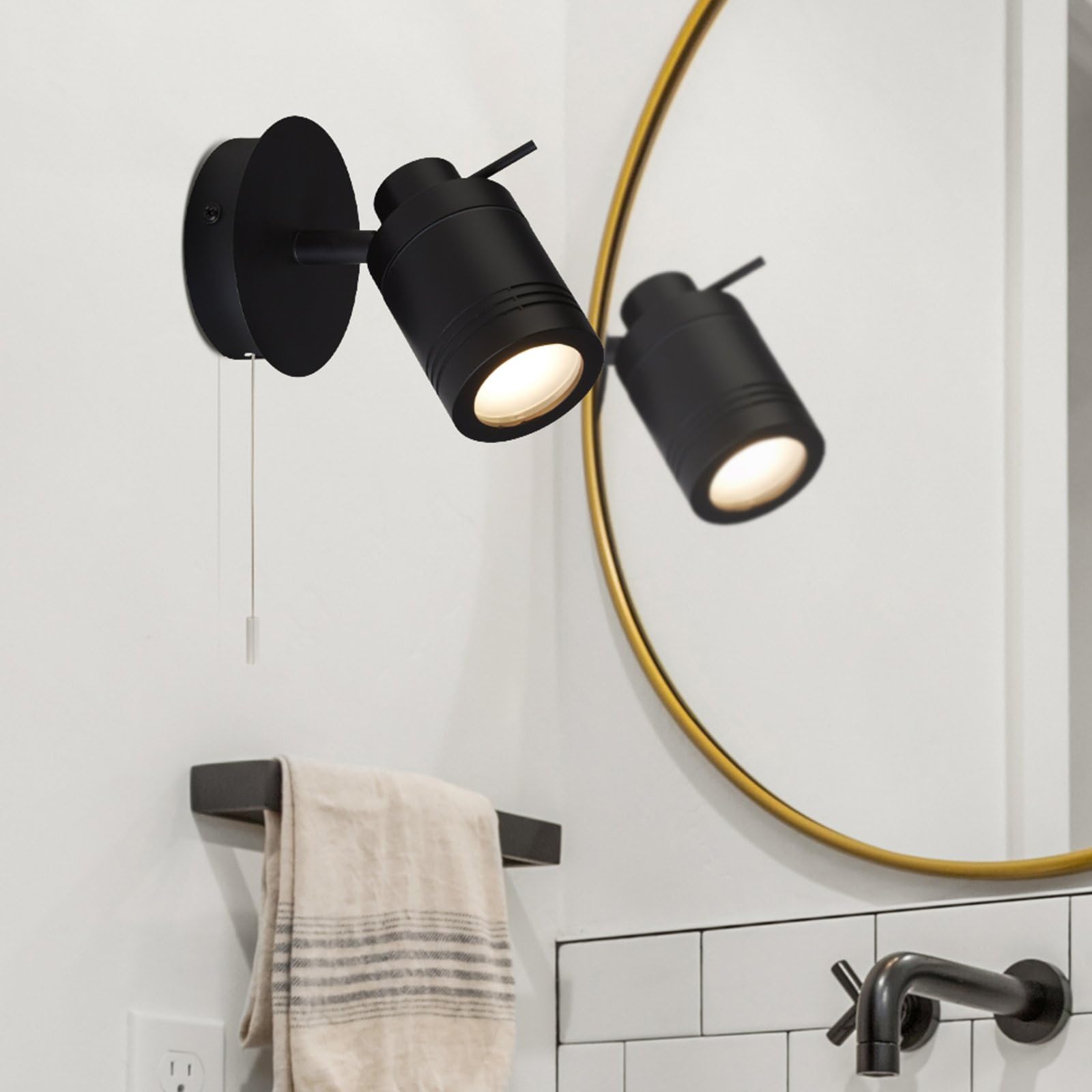 Searchlight Samson Support mural pour spot de salle de bain 1 lumière IP44, noir mat IP44