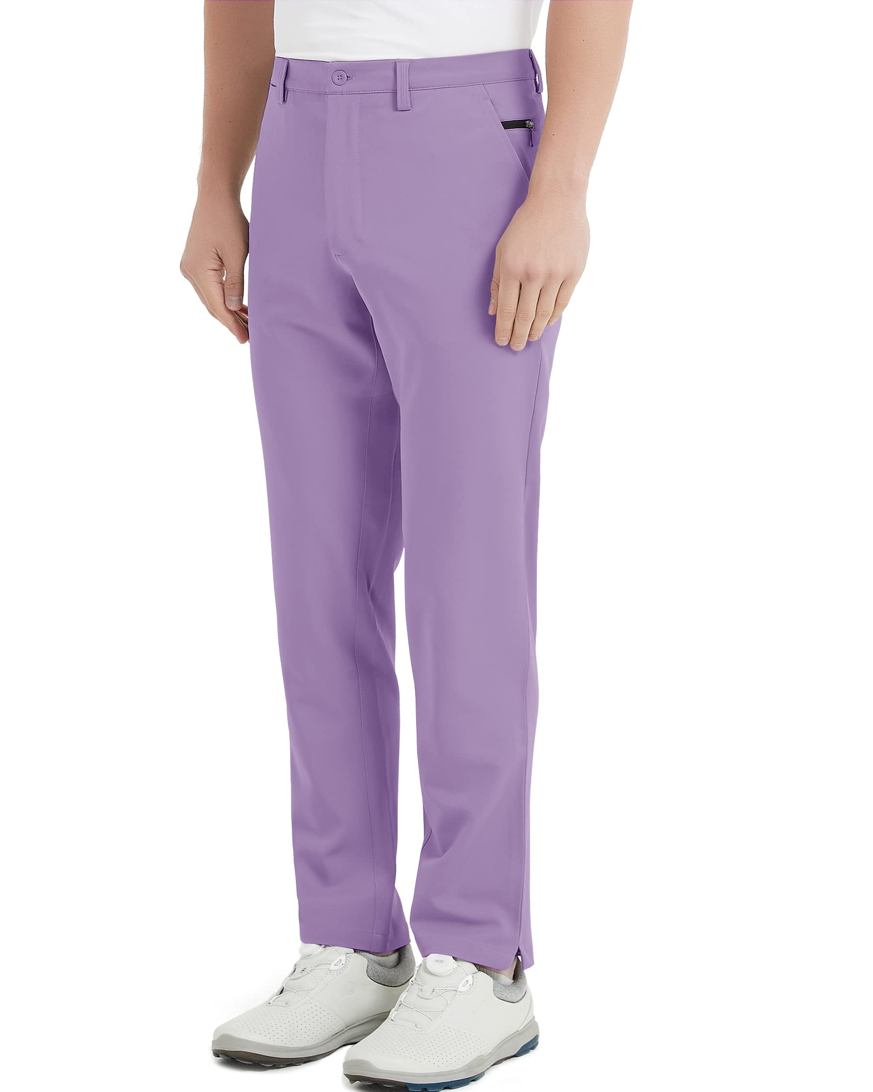 Lesmart Mens Golf Pants Stretch Slim Fit Lightweight Breathable Dry Fit Golf Pants with Pockets Violet 40Wx31L