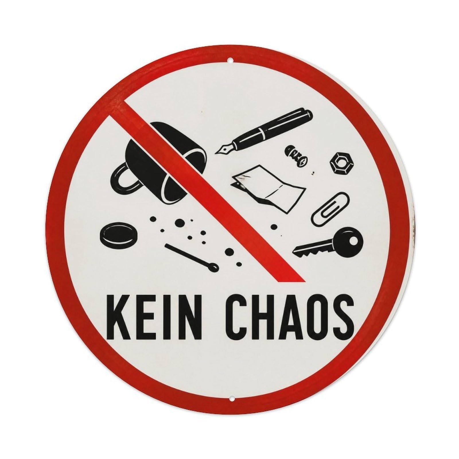Olyhtr 8X8inch Classic Style Traditional Typography Chaos German Classic Notice Metal Tin Sign