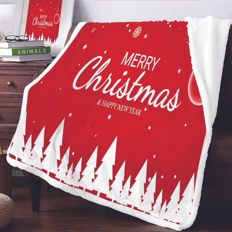 Couverture De Noël En Polaire - 130x150cm - Motifs Père Noël, Rennes, Flocons - Pour Canapé, Lit, Bureau