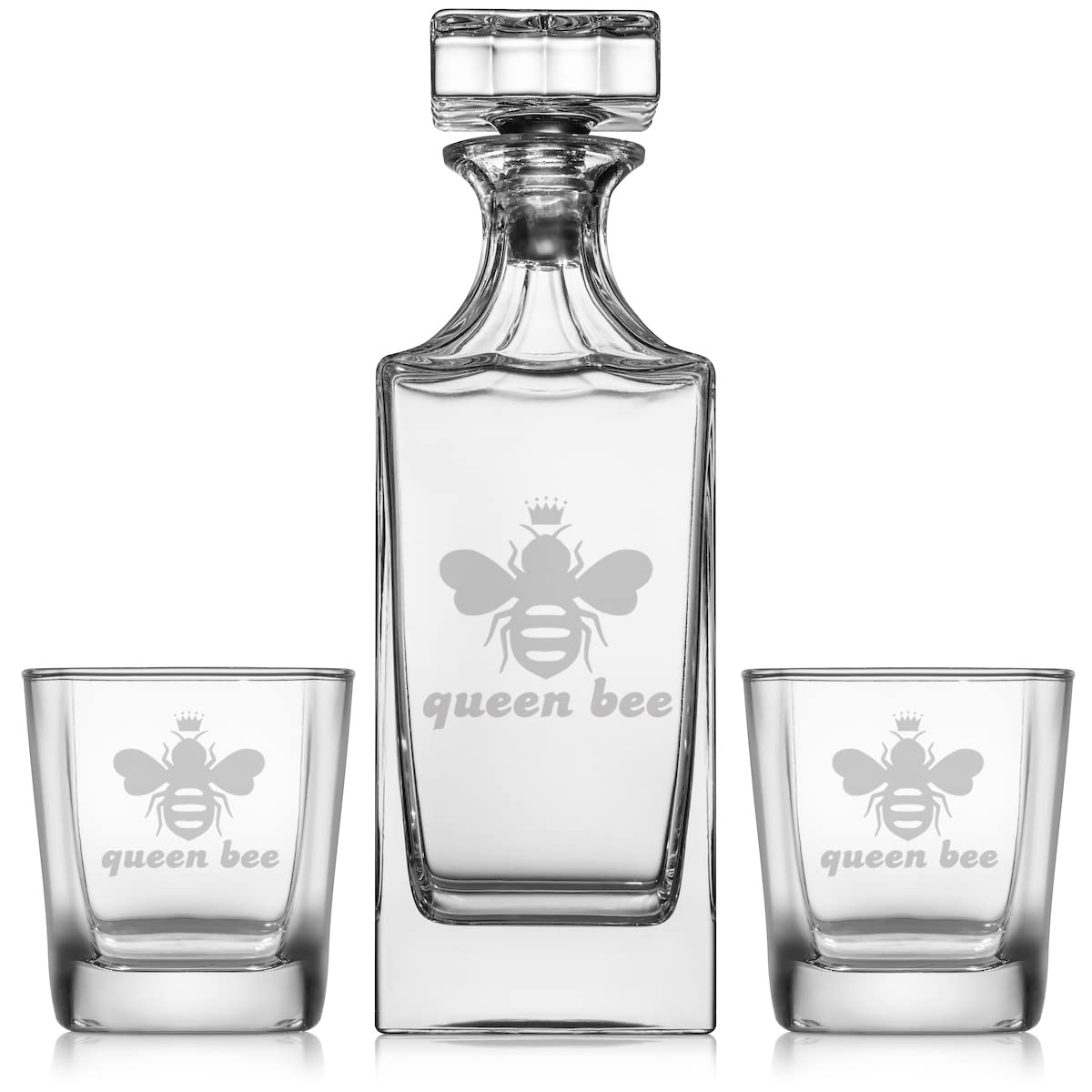 Whiskey Decanter Gift Set With 2 Whiskey Old Fashioned Rocks Glasses - View #5