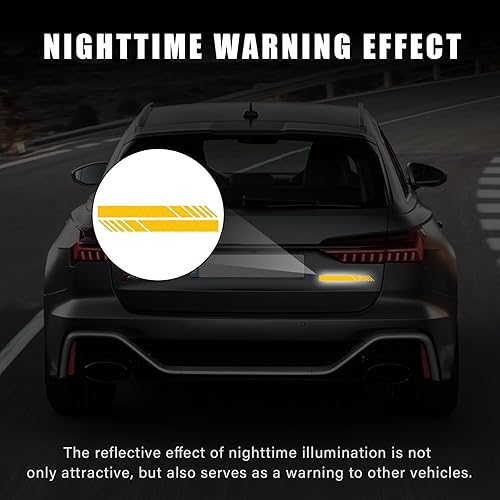 Miniatura 10 de Dickno 2 calcomanías para espejo retrovisor de automóvil, 5.51 x 0.55 pulgadas, impermeables, para espejo retrovisor lateral, rayas universales de