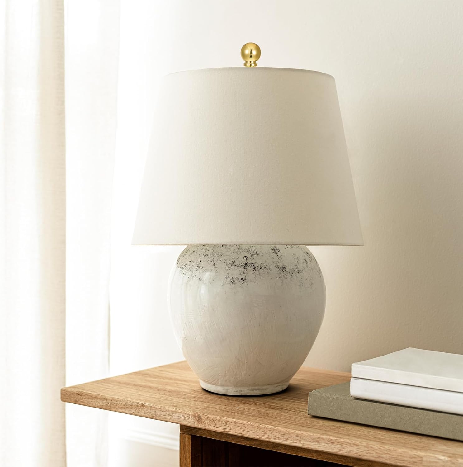 2 Pack Ball Lamp Finials 1-1/2 Inch Polished Brass Spherical Lamp Finial Cap Knob with 1/4-27 Threaded Base Connect to Lamps Harp for Table Floor Lamps Lampshades