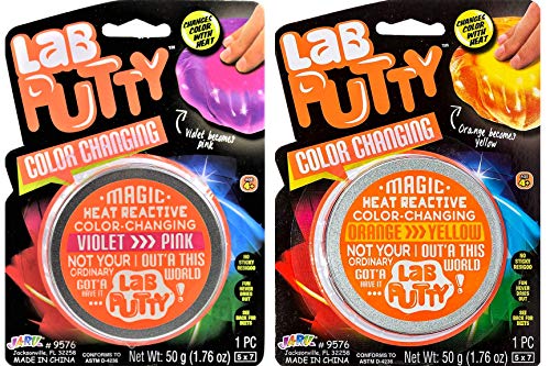 JA-RU Lab Color Changing Heat Sensitive Putty (2 Units Assorted) for Kids - Non-Sticky Slime Party Favors, Stress Relief and Anger Management Sensory Toys 9576-2p