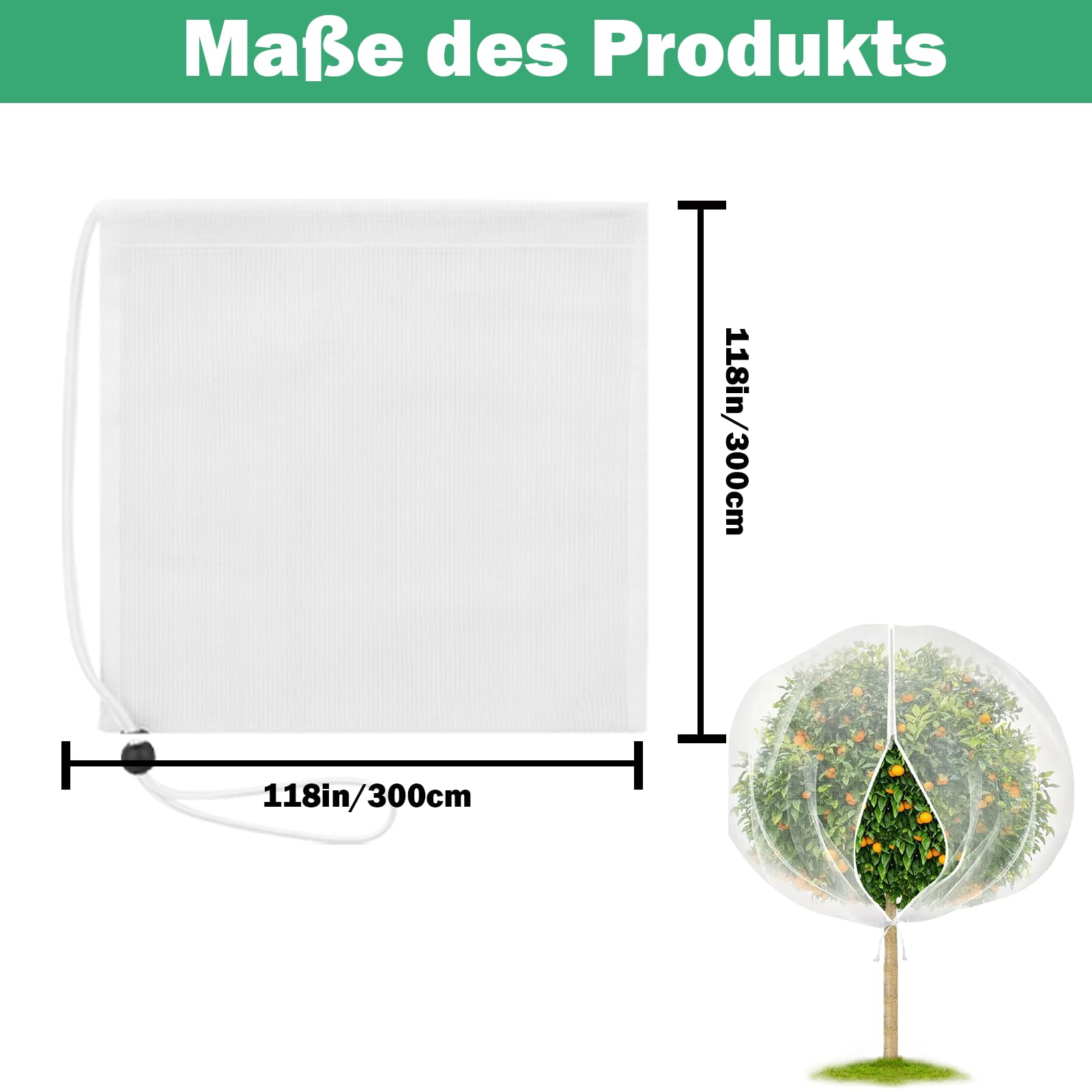 Set di 2 reti di protezione per piante, 3 x 3 m, per alberi da frutto e verdura, protezione dagli insetti contro parassiti, riutilizzabili