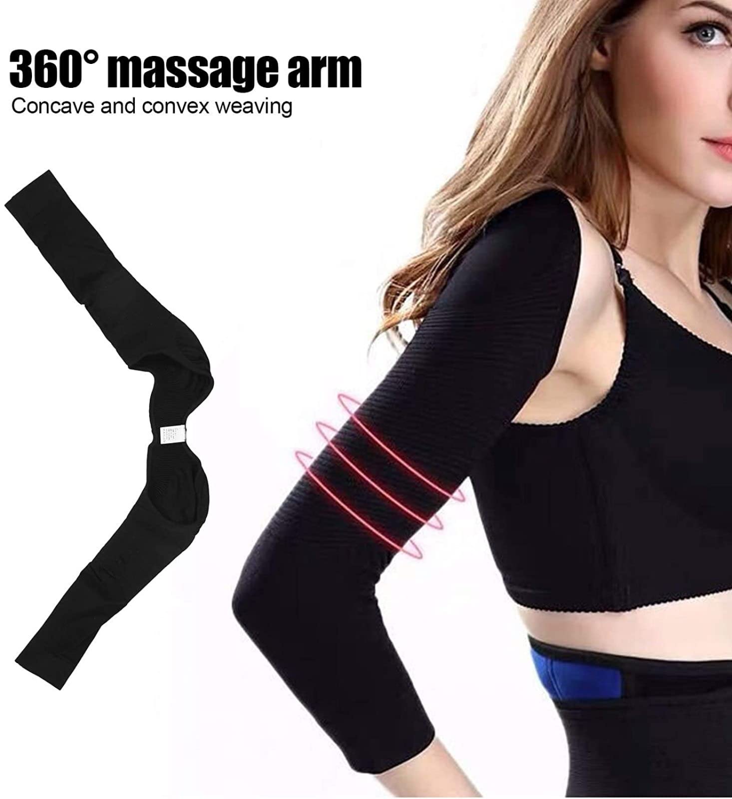 AADECOR Schlankheits-Armformer, Oberarm-Kompressionsärmel für Frauen, Rücken-Schulter-Unterstützung Buckelhaltungskorrektor Armstulpe Unsichtbare Arm-Shapewear, schwarz,M