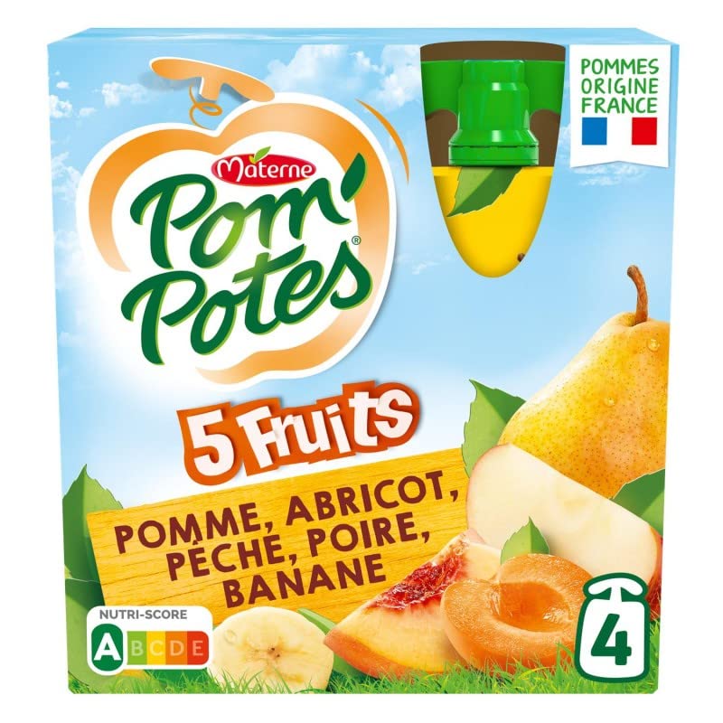 POM'POTES - sans sucres ajoutés 5 fruits jaunes 4x90g-360g - Trois Articles