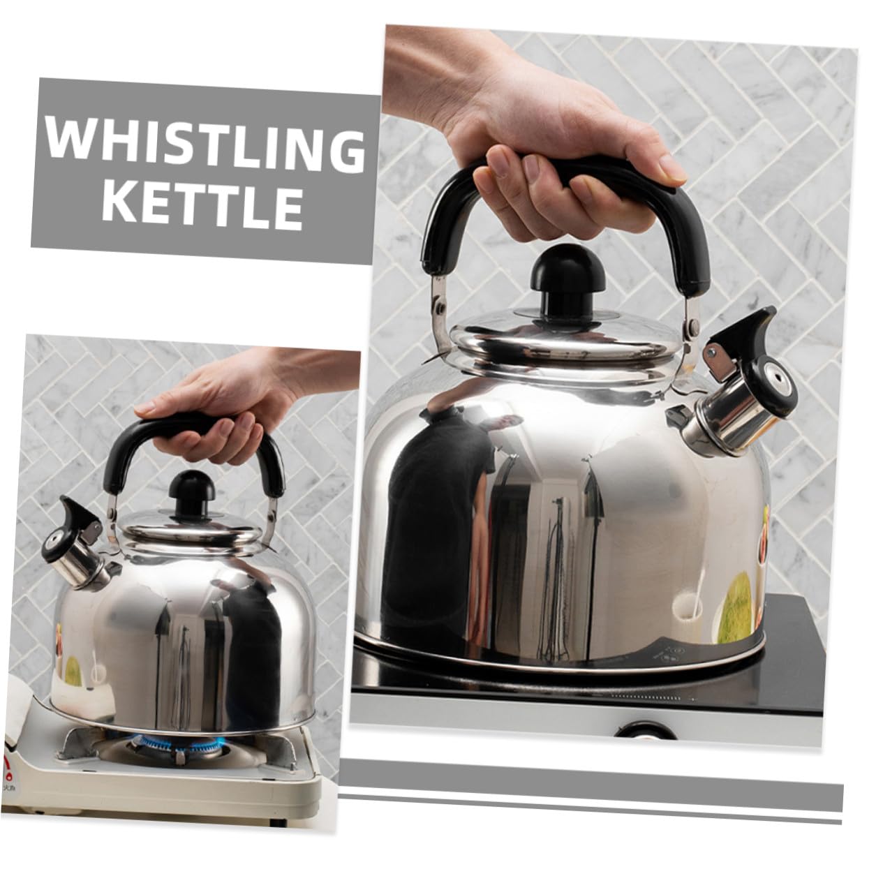 TOYANDONA Hervidor de Agua de Acero Inoxidable con Silbato Audible Mango Ergonómico Apto para Estufas de Gas Inducción y Eléctricas Fácil de Limpiar y