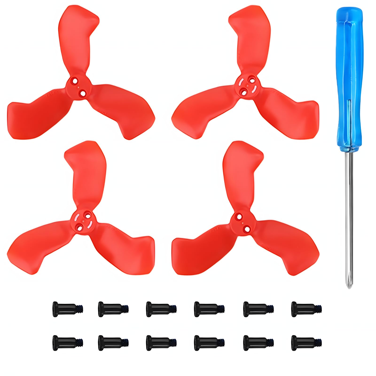 4er-Pack Ersatzpropeller für DJI NEO 2 Drohnen, 2217S Geräuscharme Bunte Flügel, Schnell Austauschbare Ersatzteile mit Schraubendreher und Schrauben (Red)
