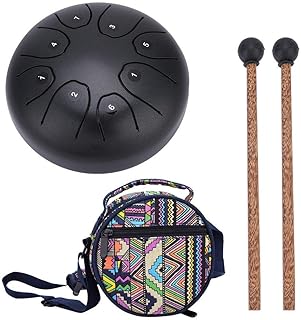 Tambor de língua de aço inoxidável, Tambor de bandeja de mão com tambor de língua de bolsa de 15,5 cm com instrumento de percussão marretas, instrumentos exclusivos presentes para crianças iniciantes