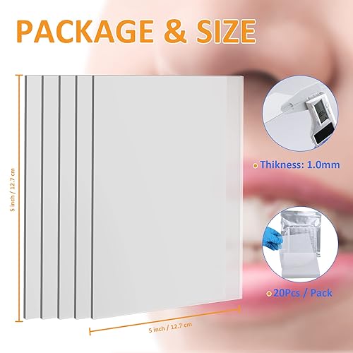 Miniatura 5 de ANNWAH 20 hojas de férula para formación de vacío dental, materiales de termoformado para máquina formadora de vacío de 5 x 5 pulgadas (duro, 0.039