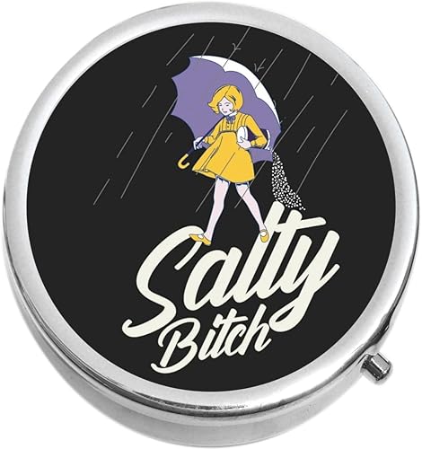 Salty Bitch Medicine - Pastillero compacto con vitaminas - Pastillero portátil que cabe en bolso o bolsillo