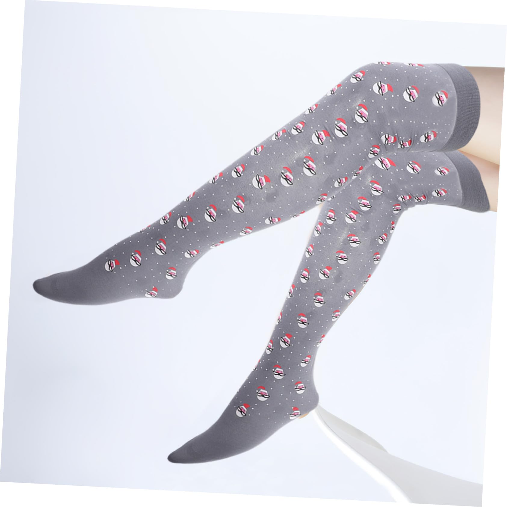 3 Paires Chaussettes Longues de Noël pour Femmes Légères et Élastiques Motif Flocon et Père Noël pour Fête et Cosplay