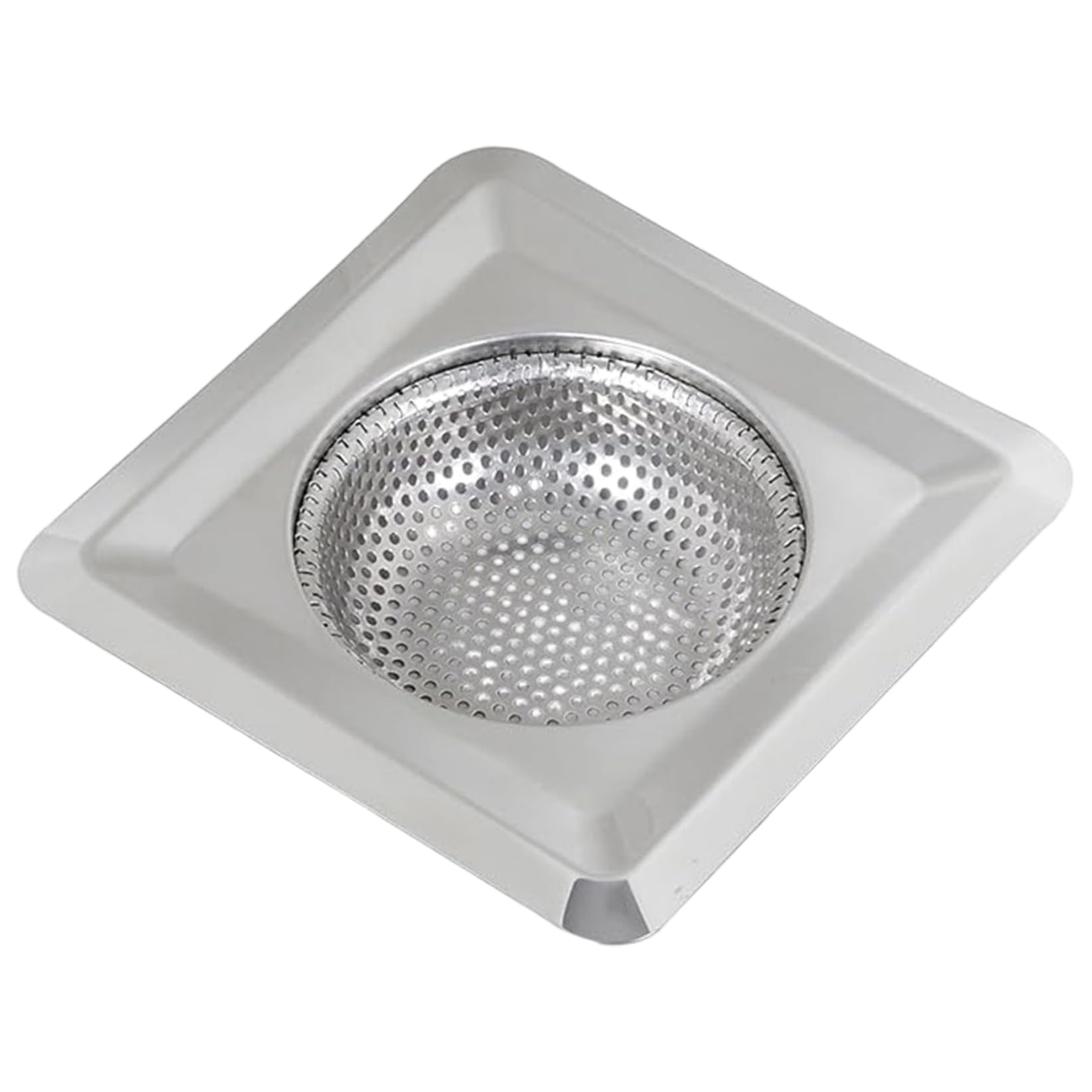 4.3 Inch Square Stainless Steel Sink Drain Strainer Basket, Fine Mesh Hair Catcher for Kitchen and Bathroom, Drain Basket for Sink