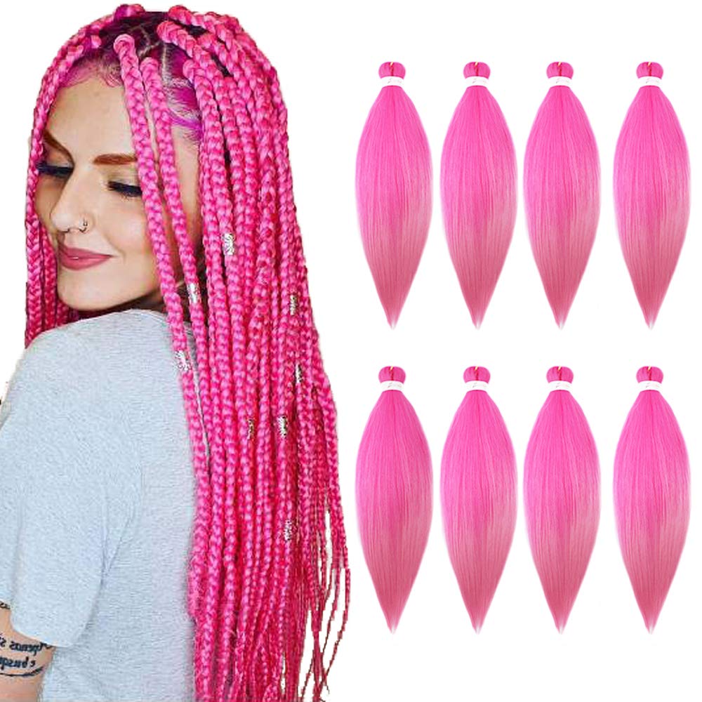Pre Stretched Braiding Hair 8 Packs/Lot 26 Inch Long Itch Free Hot Water  Setting Braids Yaki Texture Synthetic Hair Crochet Pink Braiding Hair  Extension (Pink Color)… : Amazon.sg: Beauty
