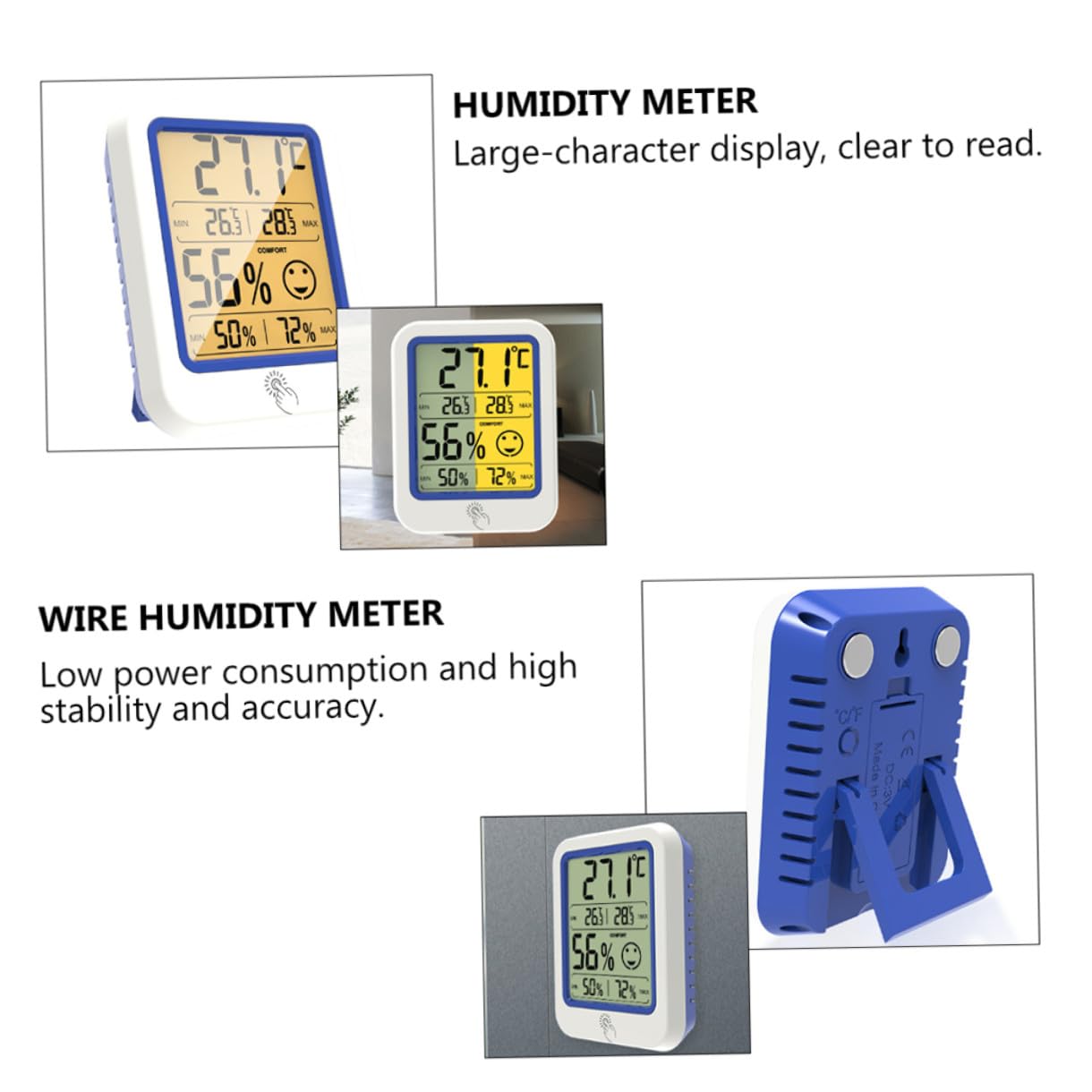 BESPORTBLE 3pièces Thermomètre Numérique Lcd Intérieur Avec Indicateur Humidité Hygromètre Électronique Pour Mesure Précise Température Humidité
