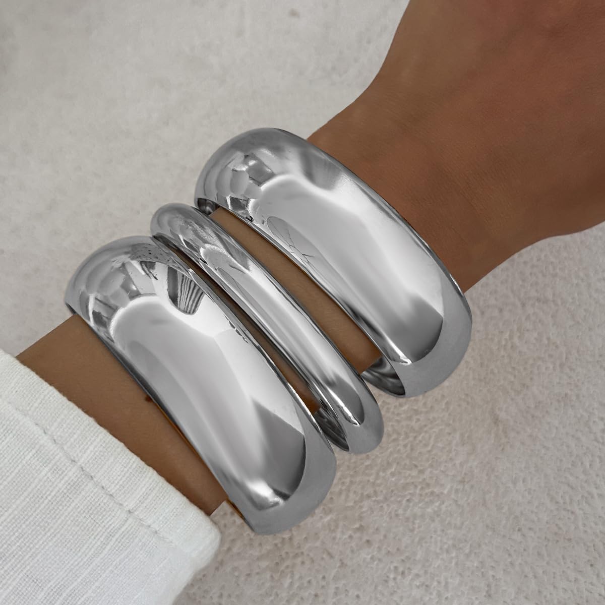 Chunky Gold Bangle Bracelets for Women Stack Wide Wrist Cuff Bracelets Statement Bangle Fashion Jewelry Gift Accessories - Image 2