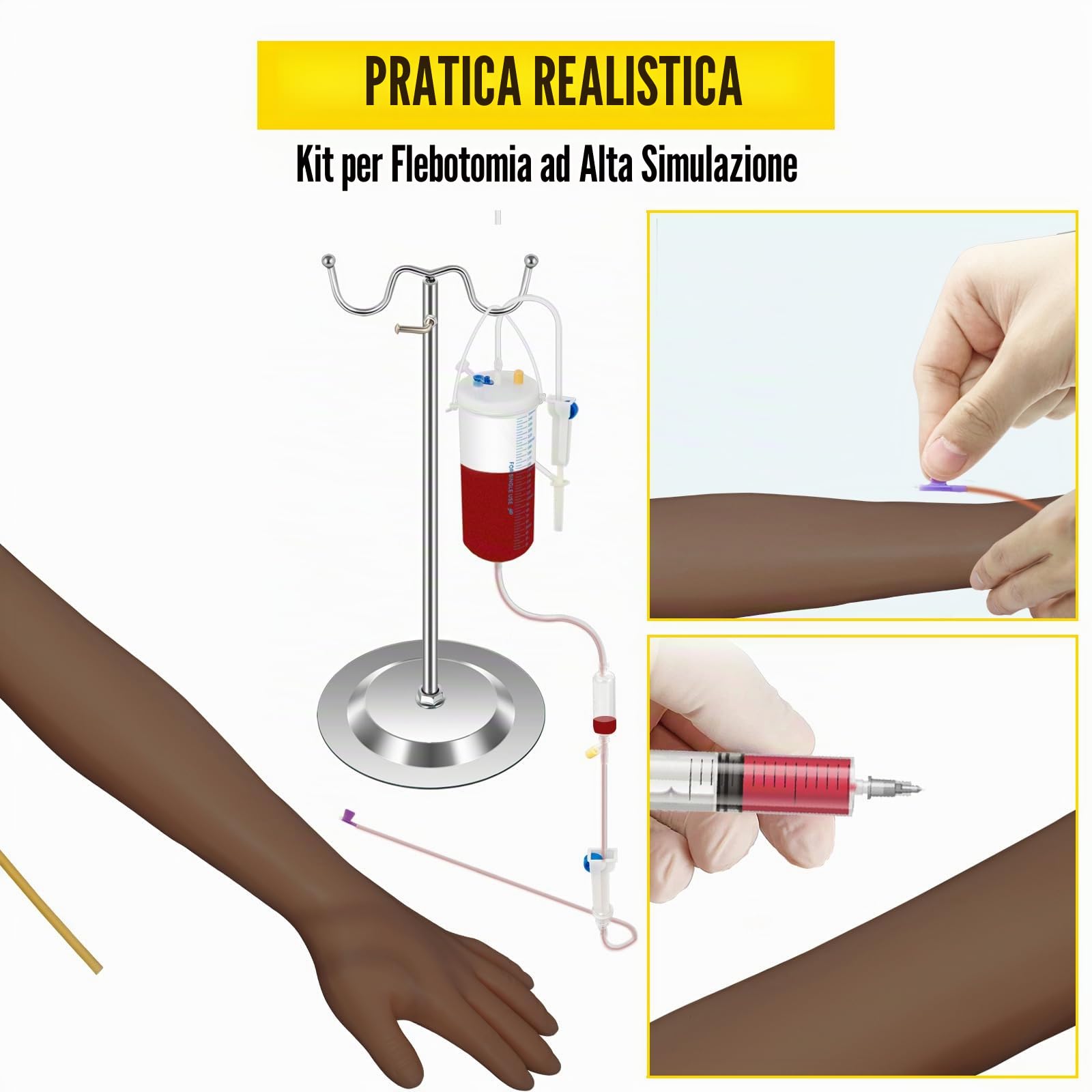 VEVOR Kit di Flebotomia,Modello di Braccio per Puntura Venosa, Alt.40,5-68,5cm Kit Braccio per Pratiche Endovenose per Puntura Venosa, Modello per Allenamento per Iniezione Endovenosa
