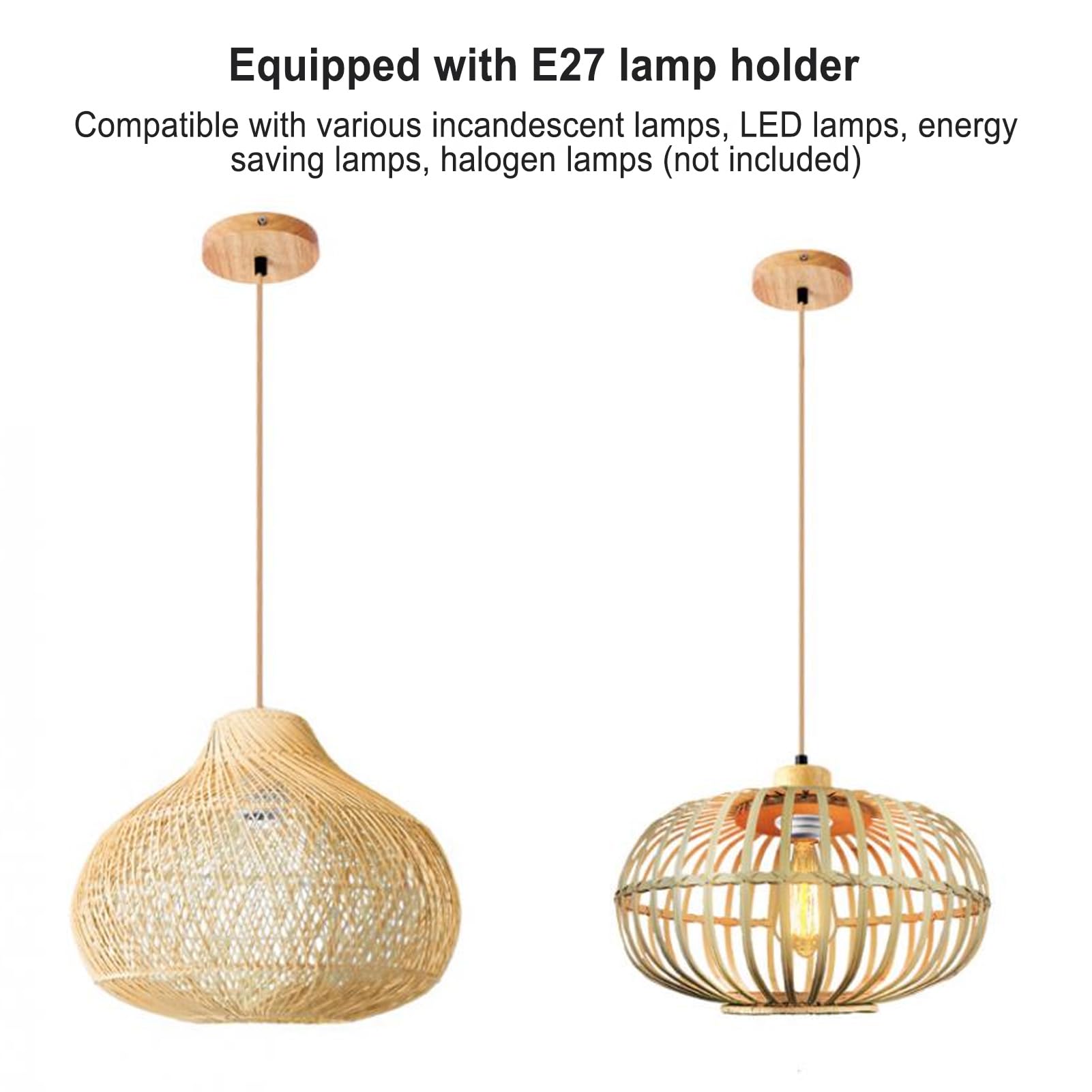Yosoo Health Gear Ceiling Pendant Light Fitting, E27 Vintage Antique Wooden Pendant Light Fitting Lamp Holder - Image 4