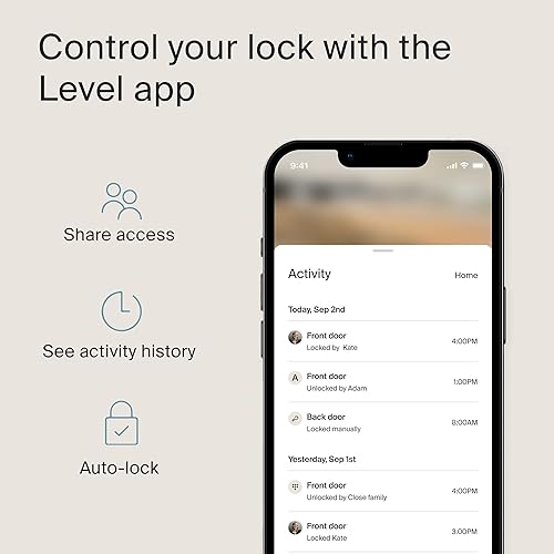 Miniatura 6 de Level Lock+ Smart Lock Plus Apple Home Keys  Cerradura inteligente para entrada sin llave  Incluye llaveros  Funciona con iOS, Android, Apple