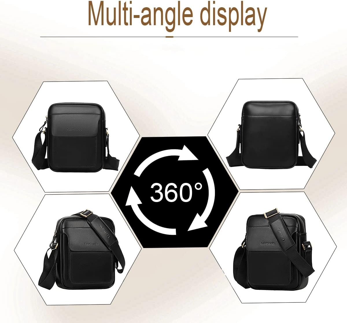 Leathario Crossbody Bag For Men Vegan Leather Shoulder Messenger Purse Sling Satchel Bag For Work Business Travel | Vegan Leather, Purse, For Work, Business, Travel - Image 7