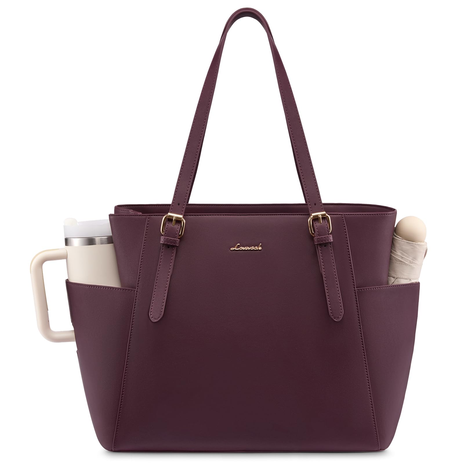 LOVEVOOK Laptop Tote Bag for Women,Leather Work Computer Briefcase Bag