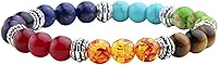 Jovivi 7 Chakras Healing Bracelet - Natural Gemstone Reiki Balancing 8mm Stretch Beads for Women Men Yoga Meditation