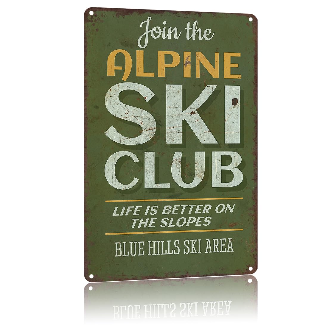 KWQDOZF Funny Metal Signs Poster 8x12inch Ski Club Aluminum Sign Wall Art For Home Room Bedroom Office Decor