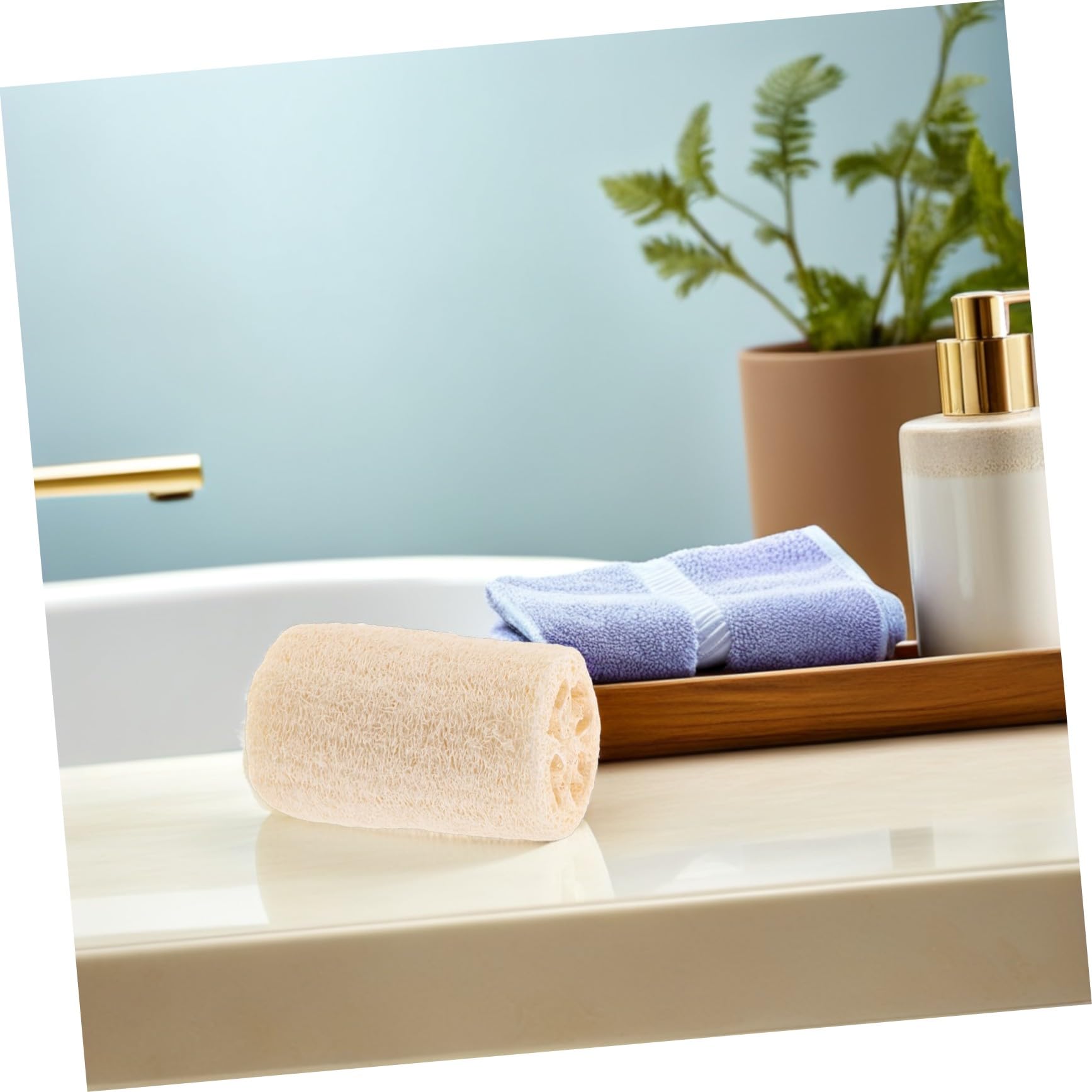 Hohopeti 8 Piezas toallita de baño de lufa cepillo para fregadero de cocina esponja natural de loofá depurador de ducha trasera esponja de ducha de baño de lufa vegetal Beige
