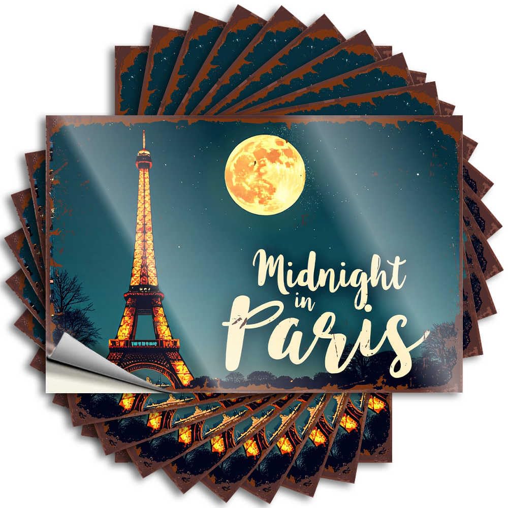 Indie Bumper Tattoos - Midnight in Paris: A Moonlit Eiffel Tower Adventure Big Durable Sticker Easy Apply for Sports Decor(6X9CM)