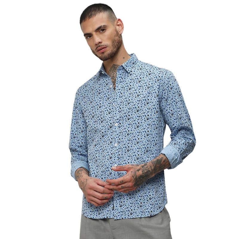Image of CAHOOT Men's Shirt for Casual Wear |Regular Fit | Cotton Spread Collar Shirt Crafted with Regular Sleeve, Comfort Fit & High-Performance for Everyday Wear