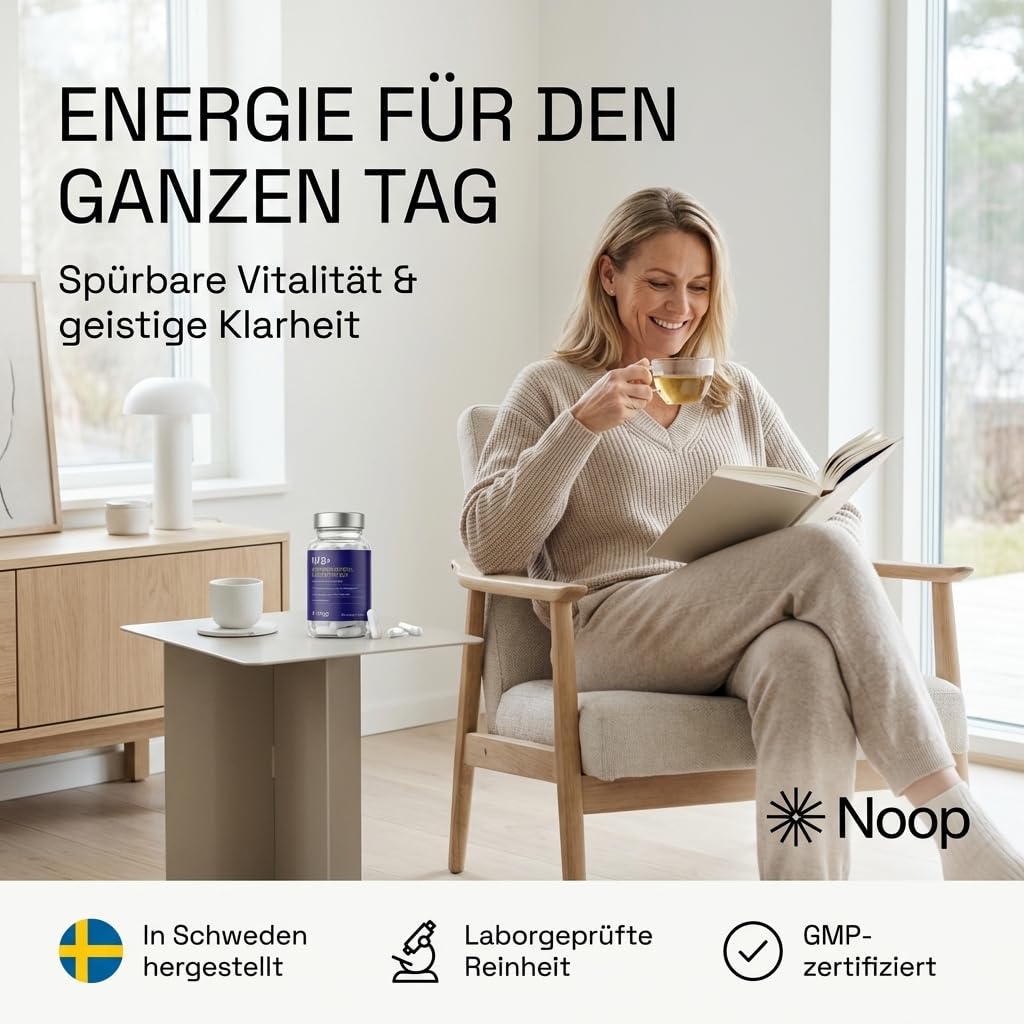 NOOP NAD Plus Kapseln Hochdosiert 900mg Premium NAD+ Komplex mit Trans-Resveratrol & Coenzym Q10 - Anti Aging Supplement mit 60 Vegane Kapseln und Laborgetestet, Made in Schweden