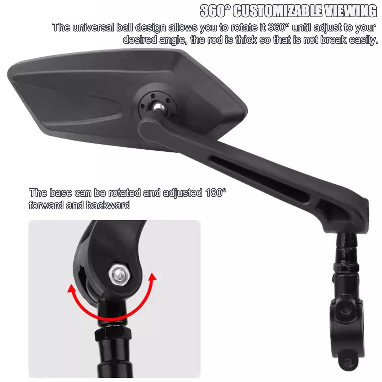 Fahrradspiegel 1 Paar, HD-Weitwinkel-Lenker-Rückspiegel um 360° Drehbarer Seitenspiegel aus Sicherheitsglas Fahrrad-Lenkerspiegel für Mountainbike, E-Bike, Roller, Snowbike,