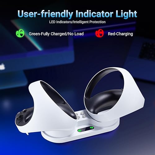 Miniatura 5 de Estación de carga para controlador PSVR2 Sense Controller, base de carga dual para PS VR2, estación de carga magnética con 4 terminales magnéticos
