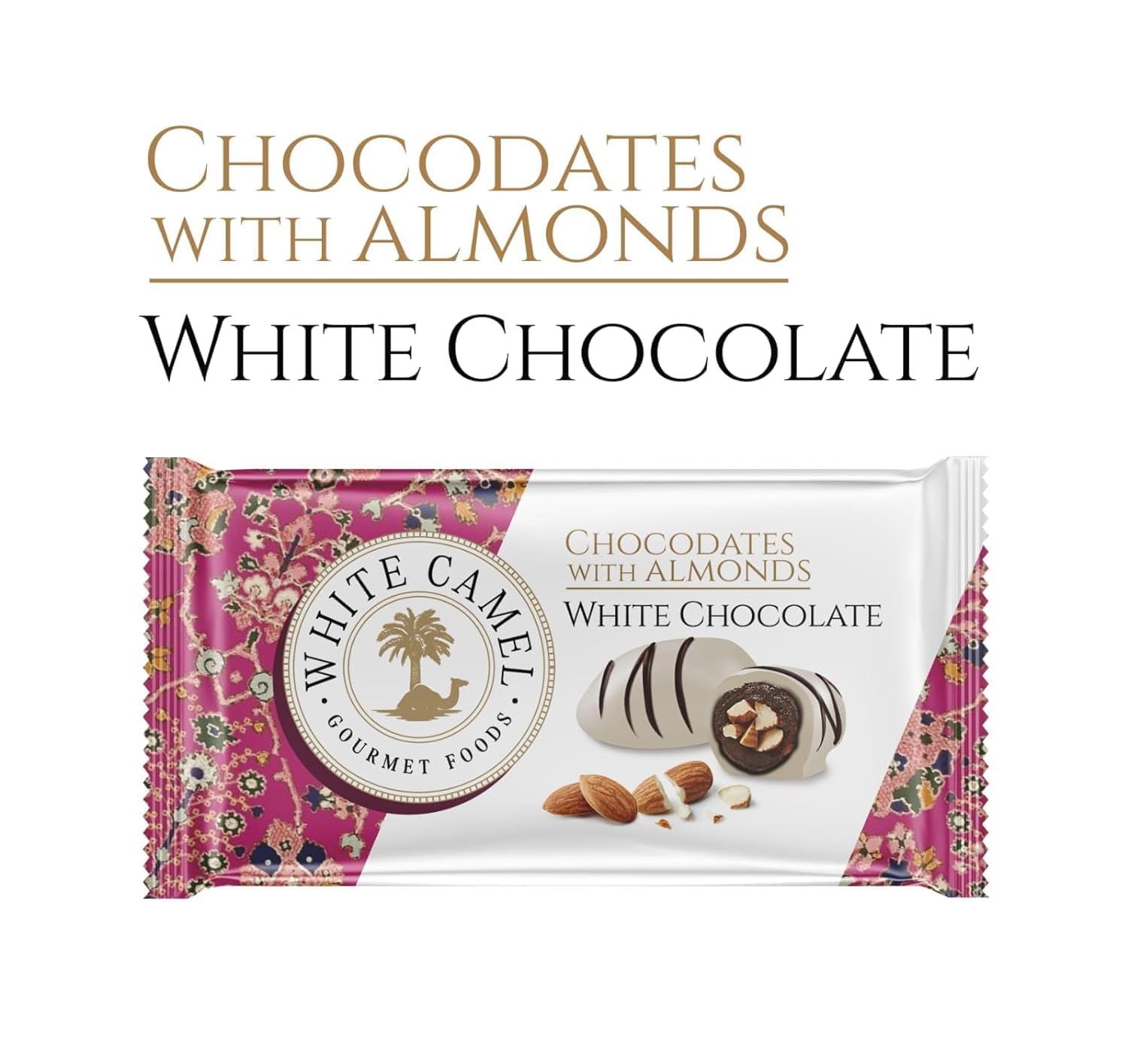 White Camel Gourmet Foods Chocodates with Almonds, Bulk Assortment Pouch, 1kg, Approx. 50 Pieces, Perfect for Sharing and Parties (From DECAENT FOODS)