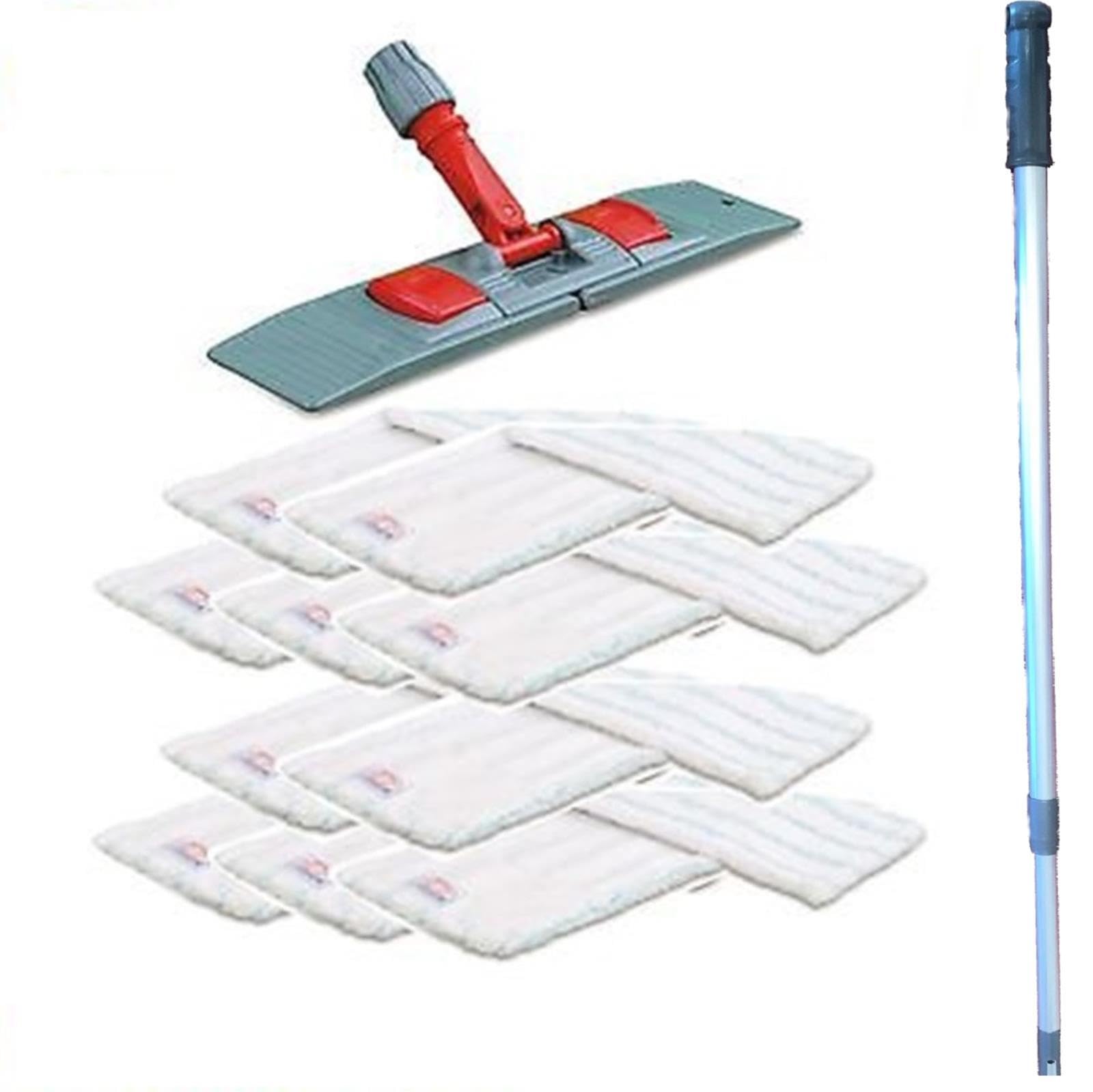 maxxi4you Wischmopp Set Premium mit Teleskopstiel 40 cm inkl. 10 x Wischmopp Mikrofaser