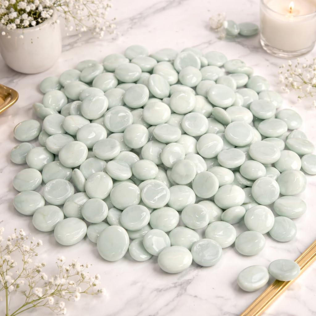 Glass Pebbles Aquariums, Fish Tank, Fireplace, Firepit Glass, Vase Filler, Plants Pot, Garden, Lawn, Table Decor (Milky)-image-7