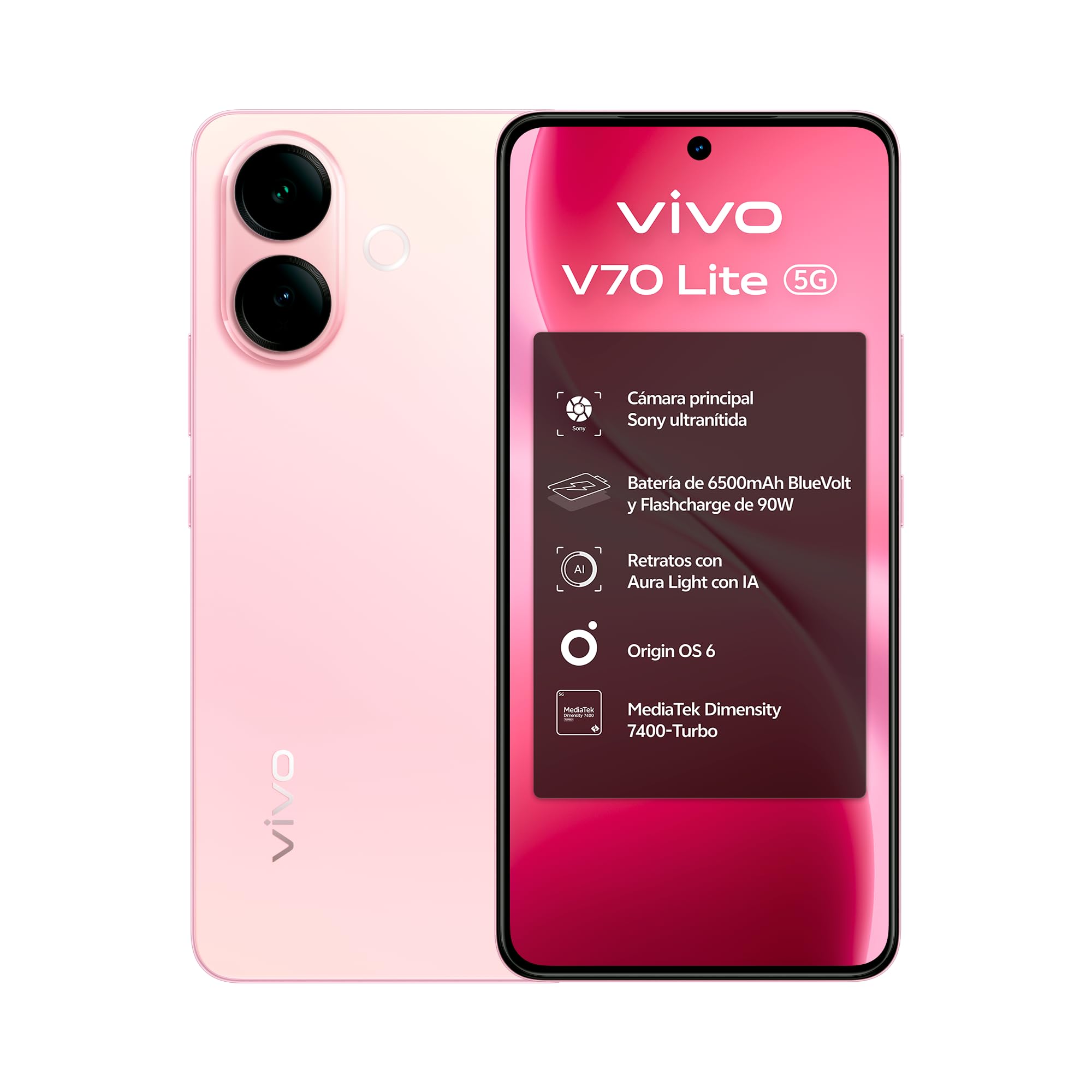 Smartphone Vivo V70 Lite 6GB/ 256GB/ 6.77"/ 5G/ Rosa