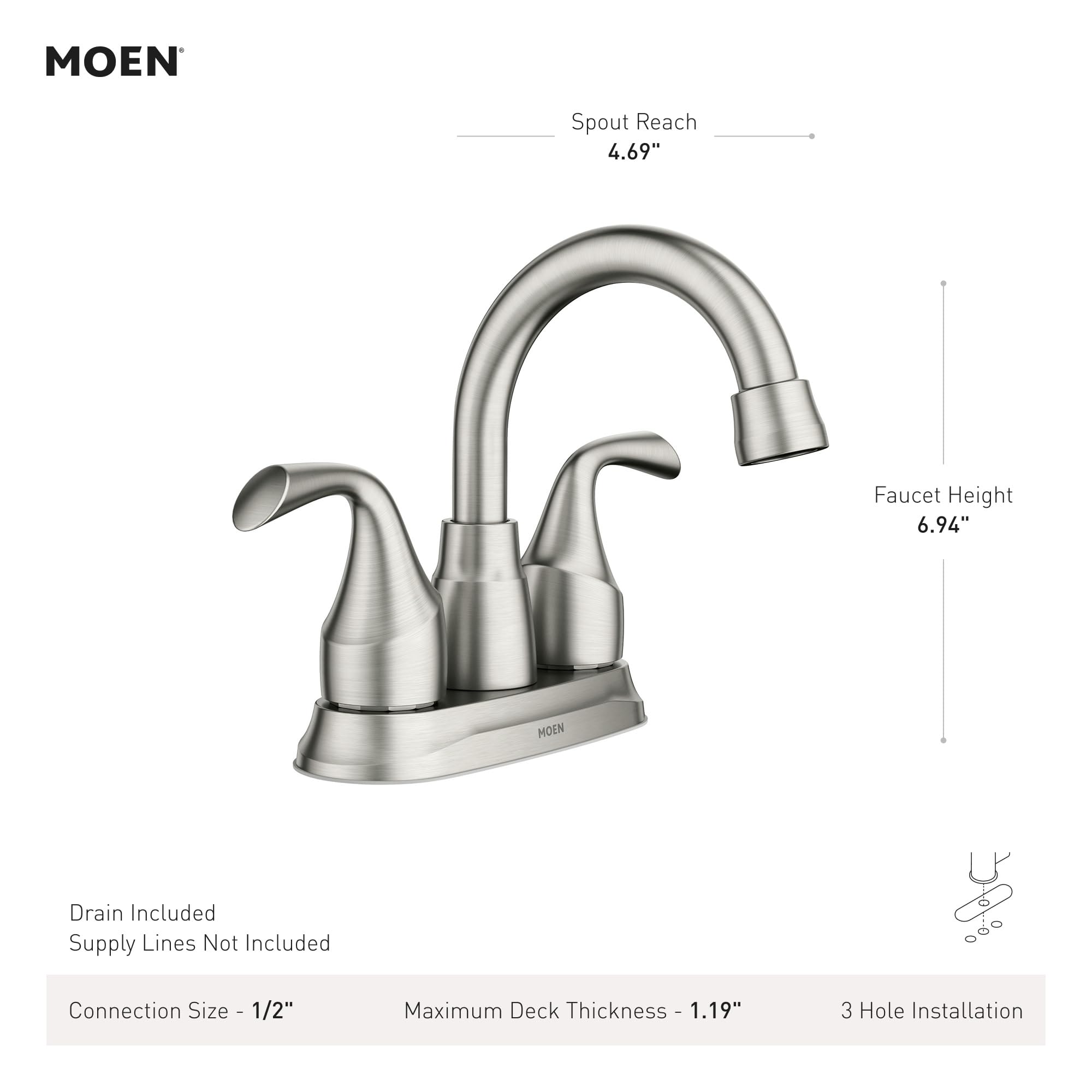 Moen Idora Spot Resist Brushed Nickel Two-Handle Centerset