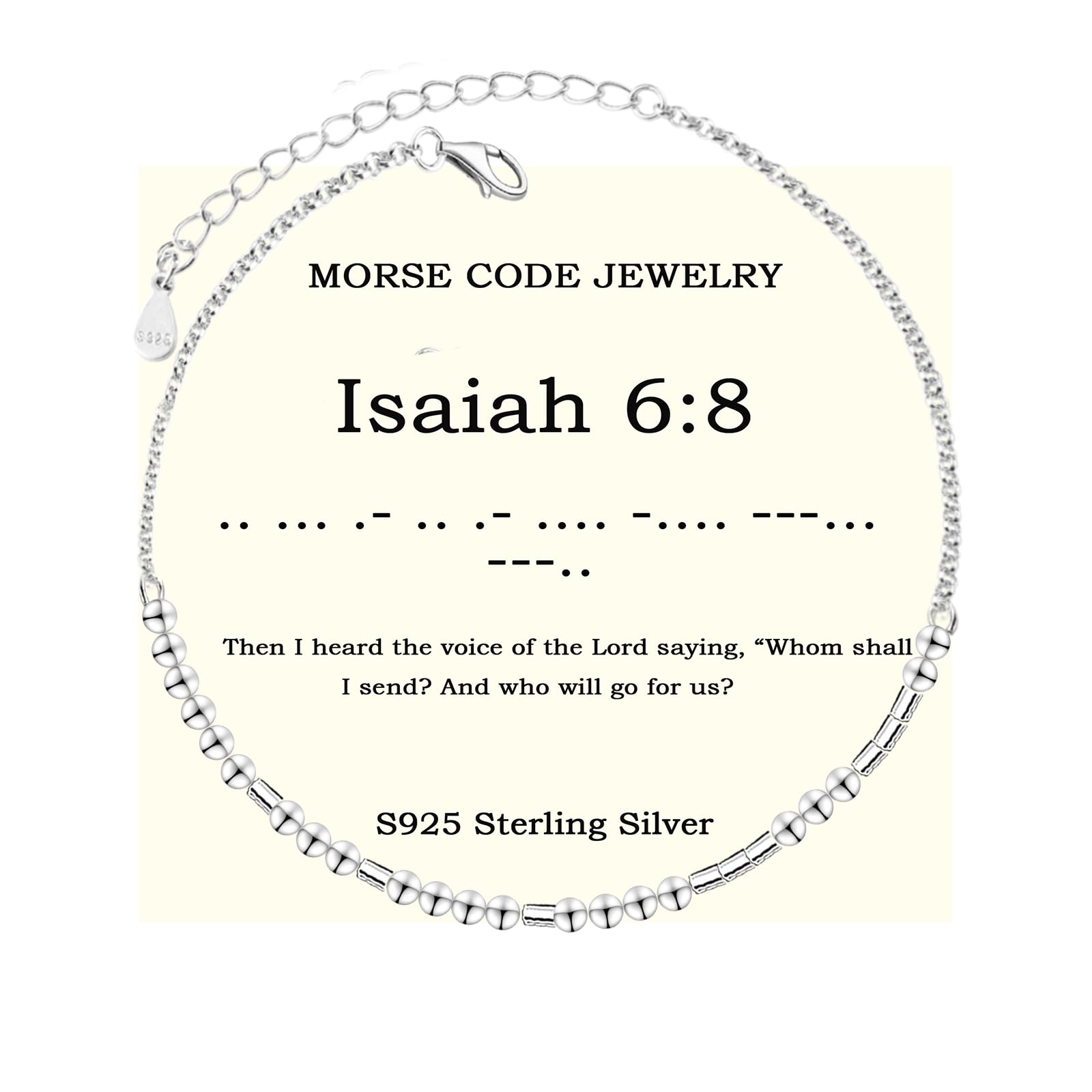 Bible Verse Morse Code Bracelet: S925 Sterling Sliver Scripture Bracelets