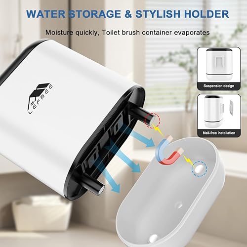 Miniatura 5 de Lefree Juego de 2 escobillas de inodoro y soporte, cepillo de inodoro con soporte ventilado, cepillo de silicona para baño, de pie y montado en la