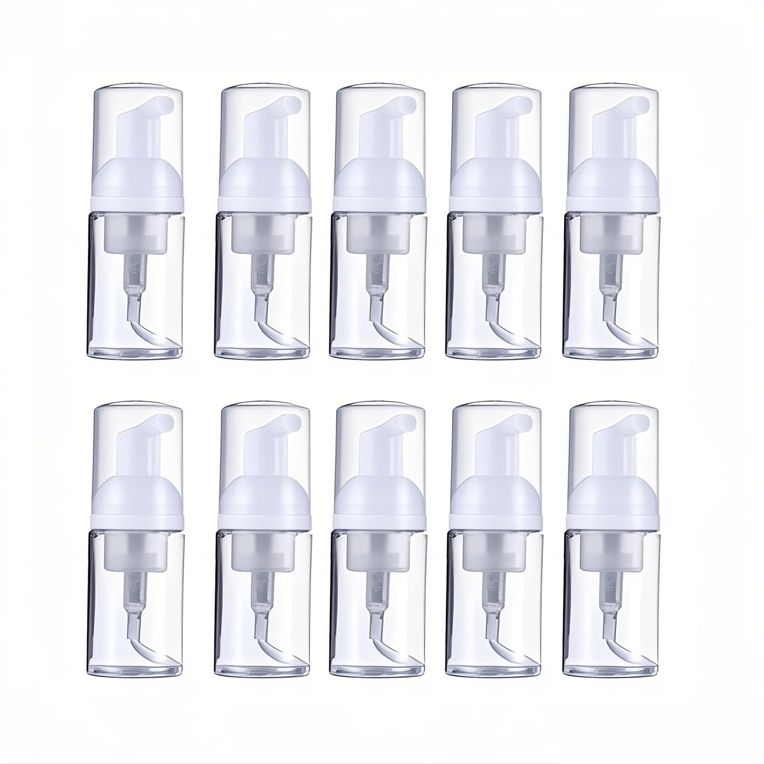 ROHIJALE 10Pcs 1Oz Plastic Foam Pump Bottle Transparent Empty Dispenser Bottles Travel Soap Bottle Mini Shampoo Pump Empty Travel Foaming Containers